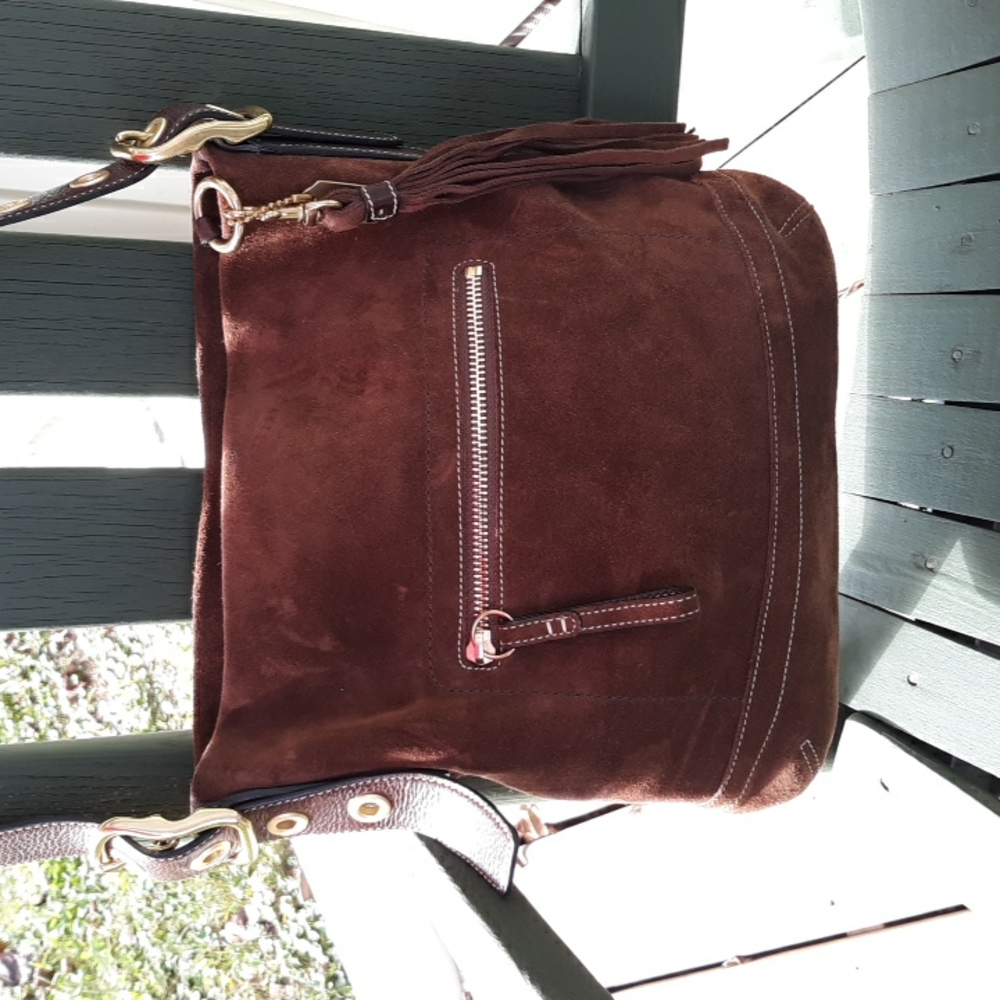 Vintage brown suede coach bag